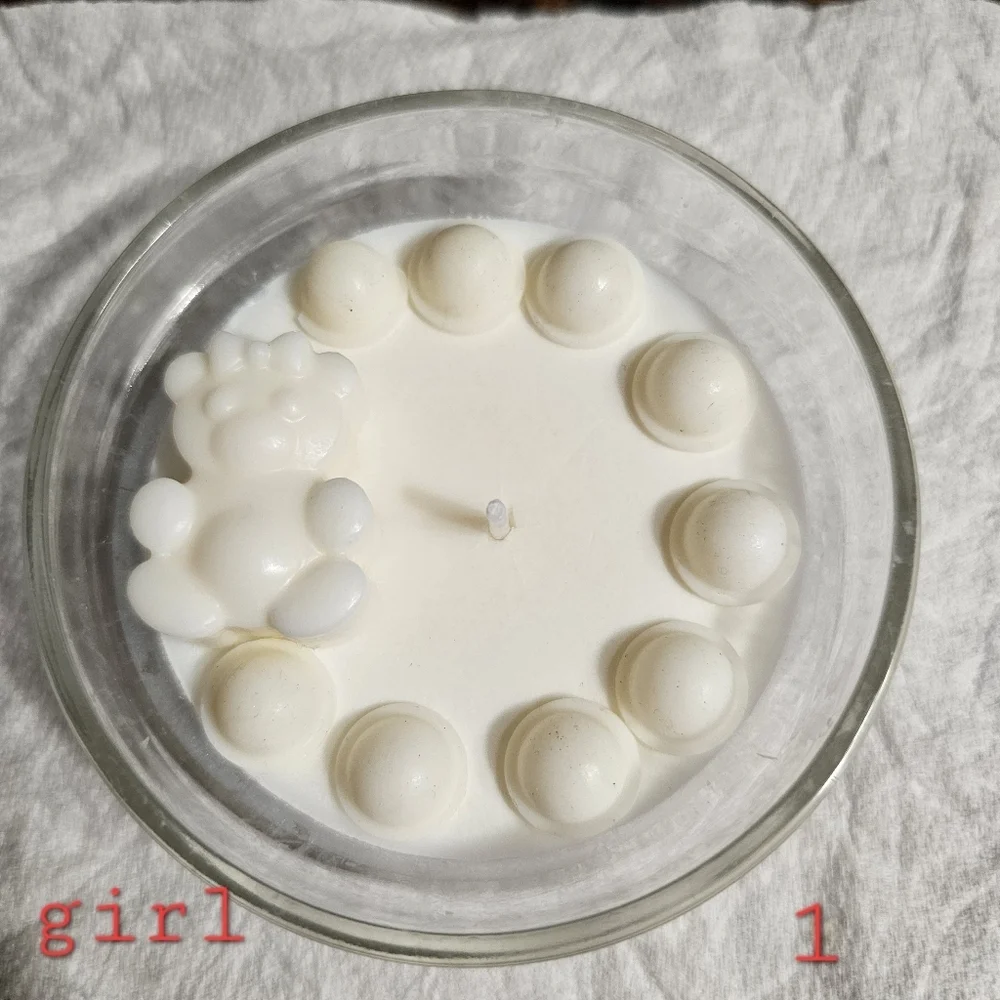 6 Personalized White Bear Scented Baby Shower Birthday Candle Favors Giveaways